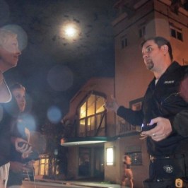 a group of people standing in a room